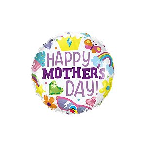 Balão de Festa Microfoil 18" 46cm - Redondo Happy Mother's Day Tudo - 1 unidade - Qualatex Outlet - Rizzo