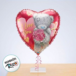 Balão de Festa Microfoil 18" 46cm - Coração Teddy I Love You Buquê - 1 unidade - Qualatex Outlet - Rizzo