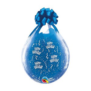 Balão de Festa Látex Liso Decorado - Happy Birthday Transparente - 18" 46cm - 25 unidades - Qualatex Outlet - Rizzo