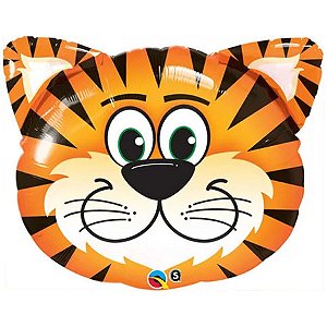 Balão de Festa Microfoil 30" 76cm - Tigre Sorridente - 1 unidade - Qualatex Outlet - Rizzo