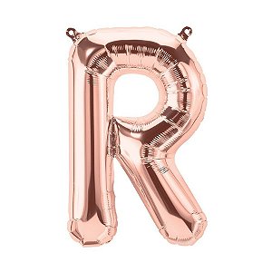 Balão de Festa Microfoil 16" 40cm - Letra R Ouro Rose - 1 unidade - Qualatex Outlet - Rizzo