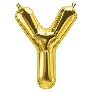Balão de Festa Microfoil 34" 86cm - Letra Y Ouro - 1 unidade - Qualatex Outlet - Rizzo