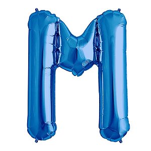 Balão de Festa Microfoil 16" 40cm - Letra M Azul - 1 unidade - Qualatex Outlet - Rizzo