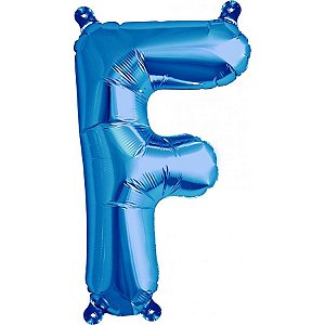 Balão de Festa Microfoil 16" 40cm - Letra F Azul - 1 unidade - Qualatex Outlet - Rizzo