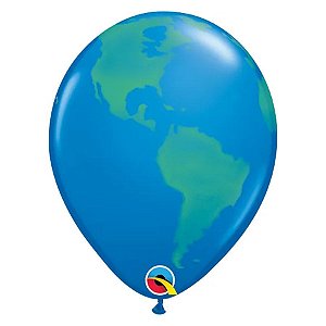 Balão de Festa Látex Liso Decorado - Planeta Terra - 16" 40cm - 50 unidades - Qualatex Outlet - Rizzo