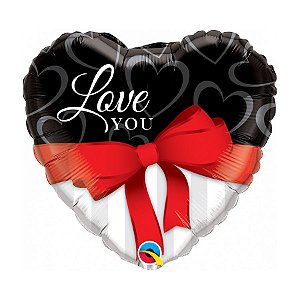 Balão de Festa Microfoil 18" 45cm - Coração Love You - 1 unidade - Qualatex Outlet - Rizzo