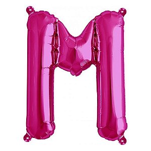 Balão de Festa Microfoil 16" 40cm - Letra M Magenta - 1 unidade - Qualatex Outlet - Rizzo