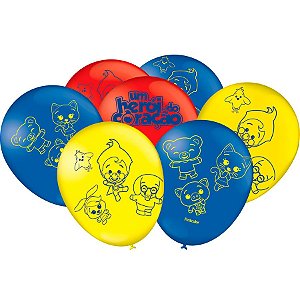 Balão de Festa Decorado Plim Plim, Um Herói do Coração 9" 23cm - 25 unidades - Festcolor - Rizzo
