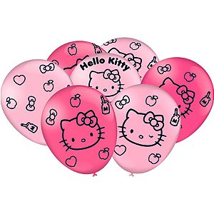 Balão de Festa Decorado Hello Kitty 9" 23cm - 25 unidades - Festcolor - Rizzo