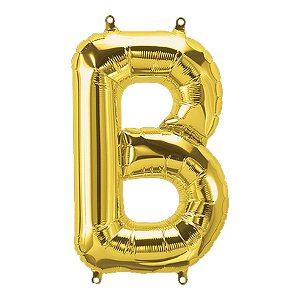 Balão de Festa Microfoil 34" 86cm - Letra B Ouro - 1 unidade - Qualatex Outlet - Rizzo