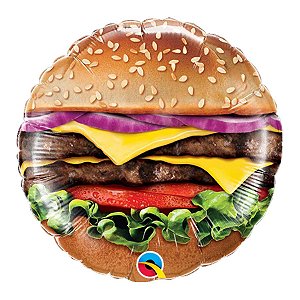 Balão de Festa Microfoil 9" 22cm - Redondo Cheeseburger - 1 unidade - Qualatex Outlet - Rizzo