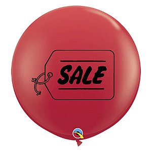 Balão de Festa Látex Liso Decorado - Sale Vermelho - 3' 90cm - 2 unidades - Qualatex Outlet - Rizzo