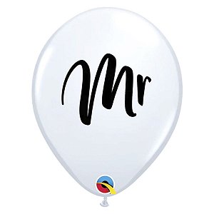 Balão de Festa Látex Liso Decorado - Mr Branco - 11" 27cm - 50 unidades - Qualatex Outlet - Rizzo