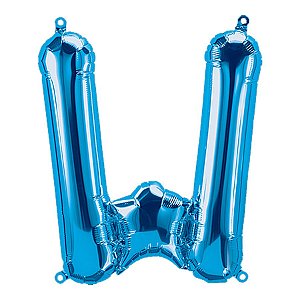 Balão de Festa Microfoil 16" 40cm - Letra W Azul - 1 unidade - Qualatex Outlet - Rizzo