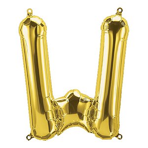 Balão de Festa Microfoil 16" 40cm - Letra W Ouro - 1 unidade - Qualatex Outlet - Rizzo