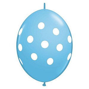 Balão de Festa Látex Liso Q-Link - Polka Dots Azul - 12" 30cm - 50 unidades - Qualatex Outlet - Rizzo