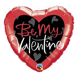 Balão de Festa Microfoil 18" 45cm - Coração Be My Valentine - 1 unidade - Qualatex Outlet - Rizzo