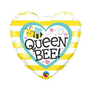 Balão de Festa Microfoil 9" 22cm - Coração Queen Bee - 1 unidade - Qualatex Outlet - Rizzo