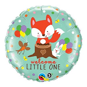 Balão de Festa Microfoil 18" 45cm - Redondo Welcome Little One! Raposa - 1 unidade - Qualatex Outlet - Rizzo