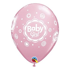 Balão de Festa Látex Liso Decorado - Baby Girl Rosa - 11" 27cm - 50 unidades - Qualatex Outlet - Rizzo