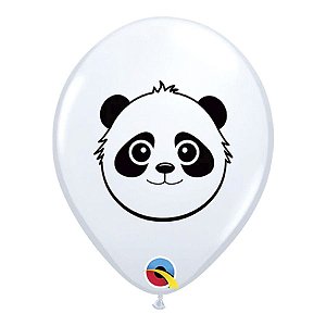 Balão de Festa Látex Liso Decorado - Urso Panda Branco - 5" 12cm - 100 unidades - Qualatex Outlet - Rizzo