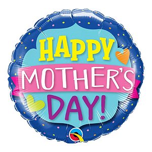 Balão de Festa Microfoil 18" 45cm - Redondo Happy Mother's Day! Banner - 1 unidade - Qualatex Outlet - Rizzo
