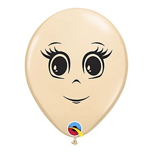 Balão de Festa Látex Liso Decorado - Rosto Feminino - 16" 40cm - 50 unidades - Qualatex Outlet - Rizzo