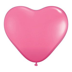 Balão de Festa Látex Liso - Coração Rosa - 3' 90cm - 2 unidades - Qualatex Outlet - Rizzo