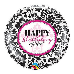 Balão de Festa Microfoil 18" 45cm - Redondo Happy Birthday To You! Damasco - 1 unidade - Qualatex Outlet - Rizzo