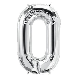 Balão de Festa Microfoil 34" 86cm - Número Zero Prata - 1 unidade - Qualatex Outlet - Rizzo