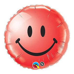Balão de Festa Microfoil 18" 45cm - Carinha Sorrindo Vermelho - 1 unidade - Qualatex Outlet - Rizzo