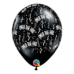 Balão de Festa Látex Liso Decorado - Over The Hill Preto - 11" 27cm - 6 unidades - Qualatex Outlet - Rizzo