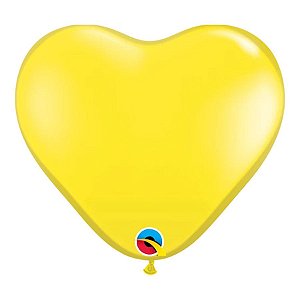 Balão de Festa Látex Liso - Coração Amarelo - 6" 15cm - 100 unidades - Qualatex Outlet - Rizzo