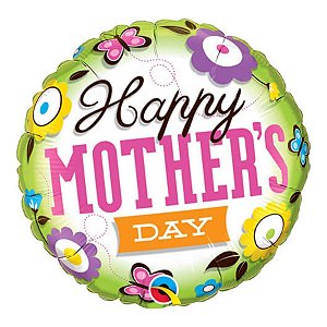 Balão de Festa Microfoil 18" 45cm - Redondo Happy Mother's Day! Primavera - 1 unidade - Qualatex Outlet - Rizzo