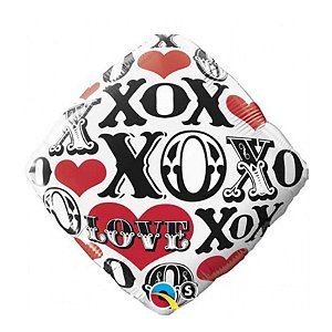 Balão de Festa Microfoil 18" 45cm - Diamante Xoxo, Love! Corações - 1 unidade - Qualatex Outlet - Rizzo