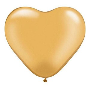 Balão de Festa Látex Liso - Coração Ouro - 6" 15cm - 100 unidades - Qualatex Outlet - Rizzo