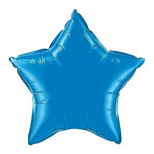 Balão de Festa Microfoil 20" 50cm - Estrela Azul Safira Metalizado - 1 unidade - Qualatex Outlet - Rizzo