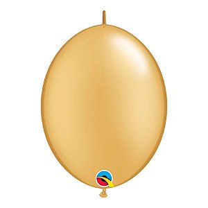 Balão de Festa Látex Liso Q-Link - Ouro - 12" 30cm - 50 unidades - Qualatex Outlet - Rizzo