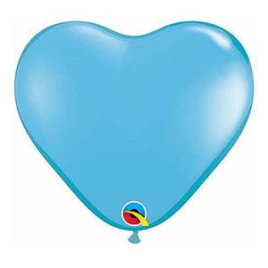 Balão de Festa Látex Liso - Coração Azul Claro - 6" 15cm - 100 unidades - Qualatex Outlet - Rizzo