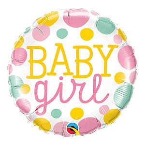 Balão de Festa Microfoil 18" 45cm - Redondo Baby Girl! Rosa - 1 unidade - Qualatex Outlet - Rizzo