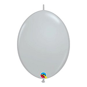 Balão de Festa Látex Liso Q-Link - Cinza - 6" 15cm - 50 unidades - Qualatex Outlet - Rizzo