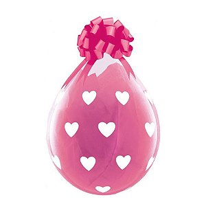 Balão de Festa Látex Liso Decorado - Corações Transparente - 18" 46cm - 25 unidades - Qualatex Outlet - Rizzo
