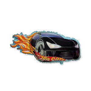 Balão de Festa Metalizado 32" 82cm - Hot Cars Preto - 1 unidade - Rizzo