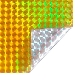 Vinil Adesivo Holográfico Triângulo 30 cm x 50 cm - Amarelo - 1 unidade - Rizzo