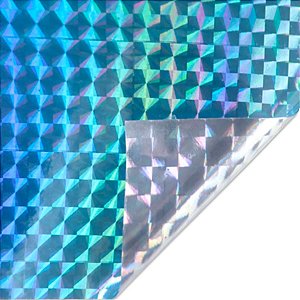 Vinil Adesivo Holográfico Triângulo 30 cm x 50 cm - Azul Claro - 1 unidade - Rizzo