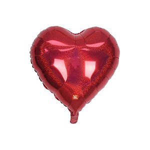 Balão de Festa Metalizado 41" 105cm - Coração Glitter - Vermelho - 1 unidade - Balões São Roque - Rizzo