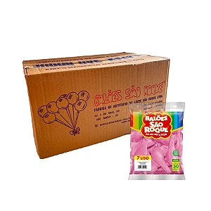 Balão de Festa Látex Liso 7''18cm - Rosa Baby - Caixa com 25 pacotes - 1250 unidades - Atacado São Roque - Rizzo