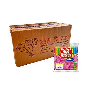 Balão de Festa Látex Liso 5'' - Rosa Tutti Frutti - Caixa com 25 pacotes - 1250 unidades - Atacado São Roque - Rizzo