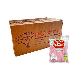 Balão de Festa Látex Candy Colors 9''23cm - Rosa - Caixa com 25 pacotes - 625 unidades - Atacado São Roque - Rizzo