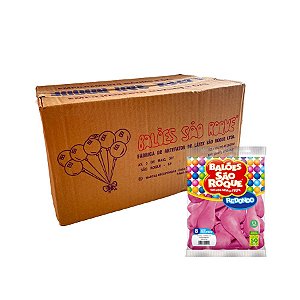 Balão de Festa Látex Liso 8'' - Rosa Tutti Frutti - Caixa com 25 pacotes - 1250 unidades - Atacado São Roque - Rizzo